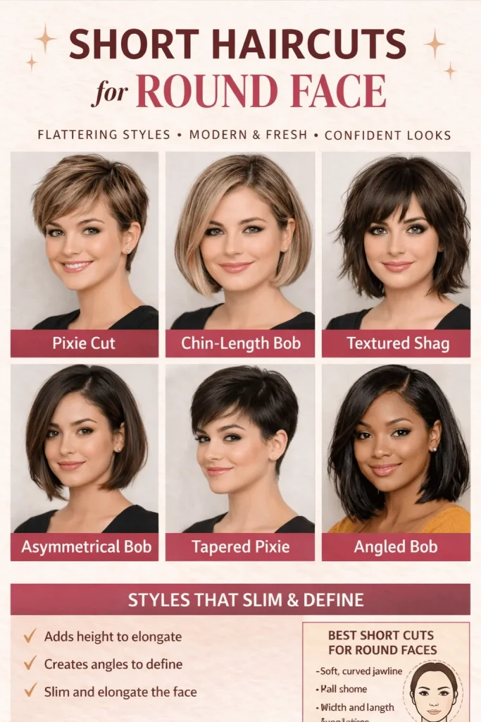 Short Haircuts for Round Face