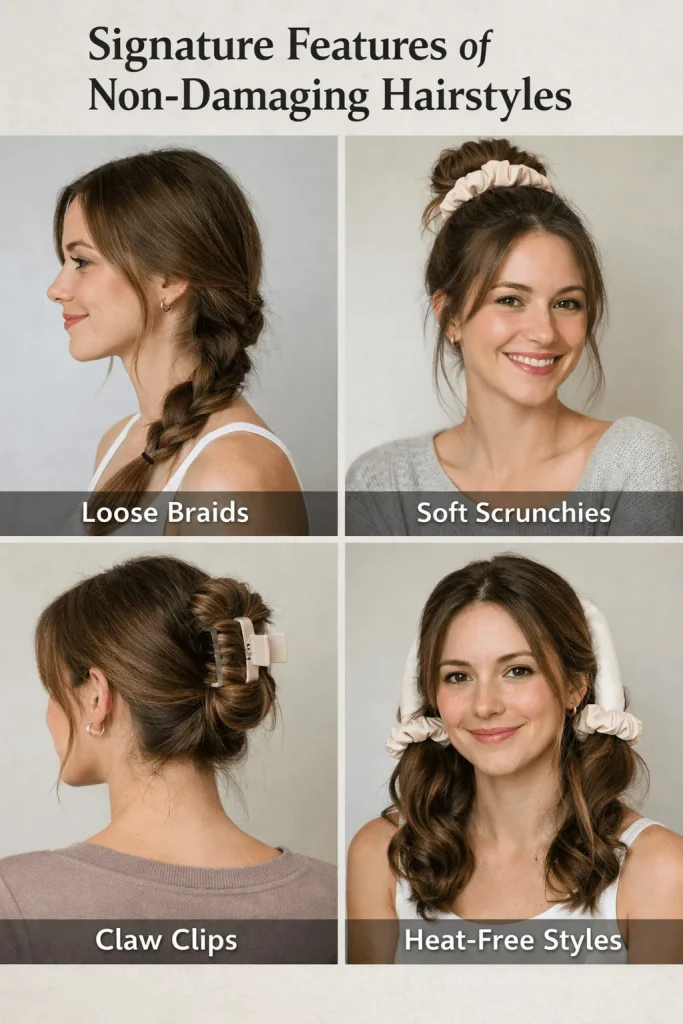 Signature Features of Non-Damaging Hairstyles