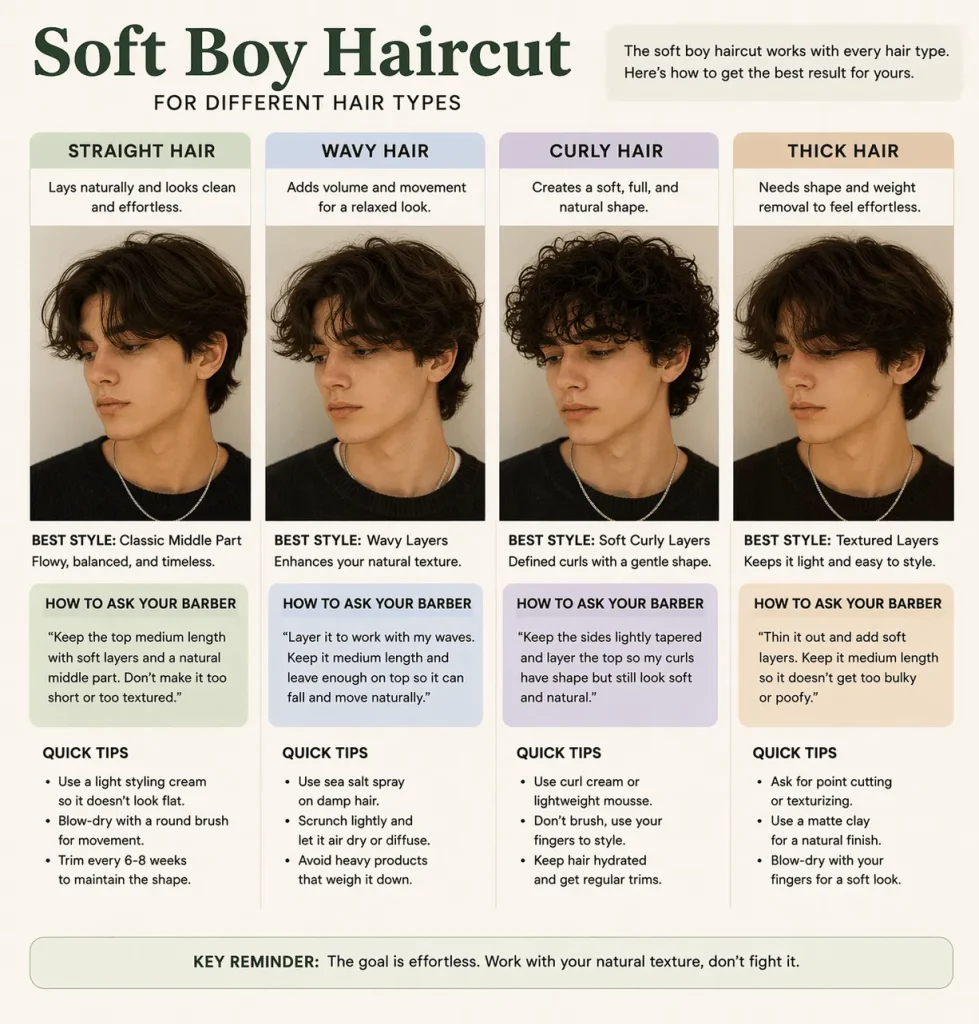 Soft Boy Haircut for Different Hair Types