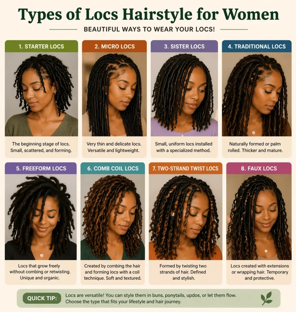 Types of Locs Hairstyle for Women