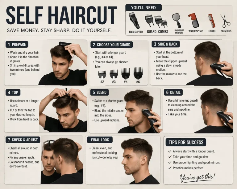 slef haircut steps